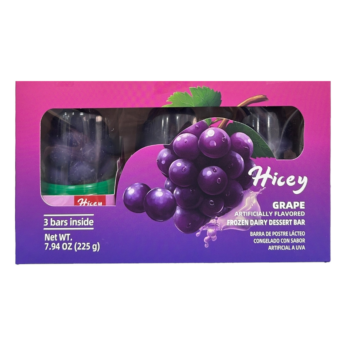 Hicey Fruit Shaped Frozen Dairy Dessert Bar Grape