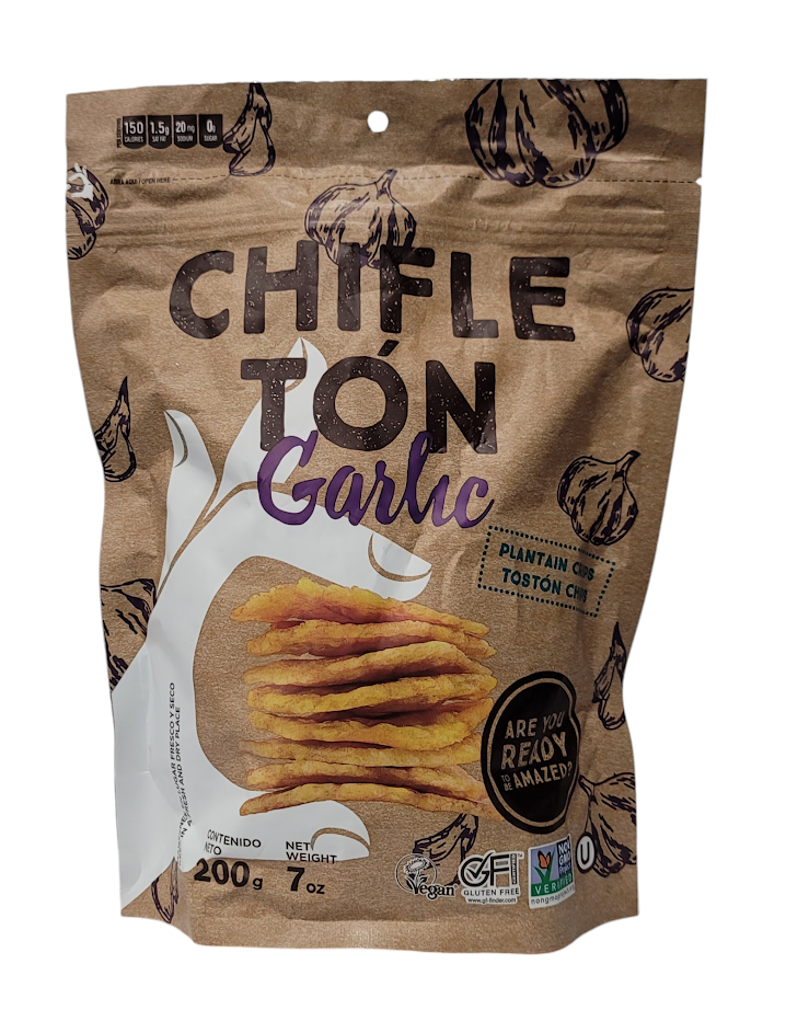 Chifleton Toston Snack - Garlic, SHIPPER 7 oz x 28 Bags X 3 Layers