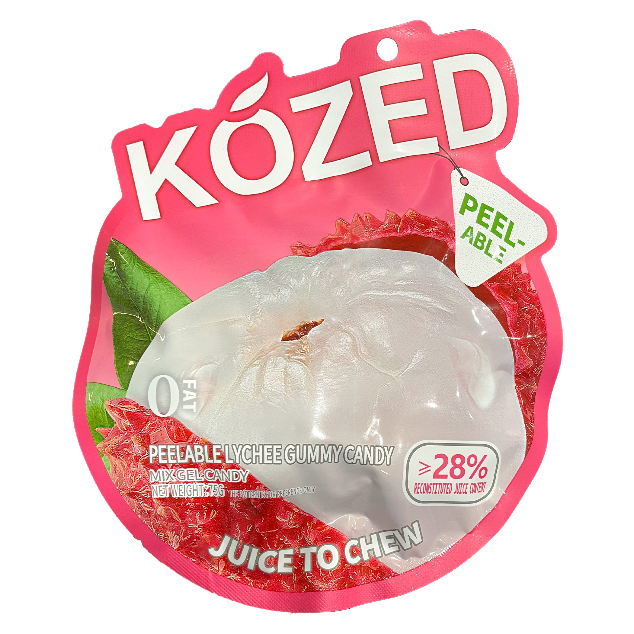 Kozed Peelable Lychee Gummy Candy 24X75g, UPC: 6976791281192