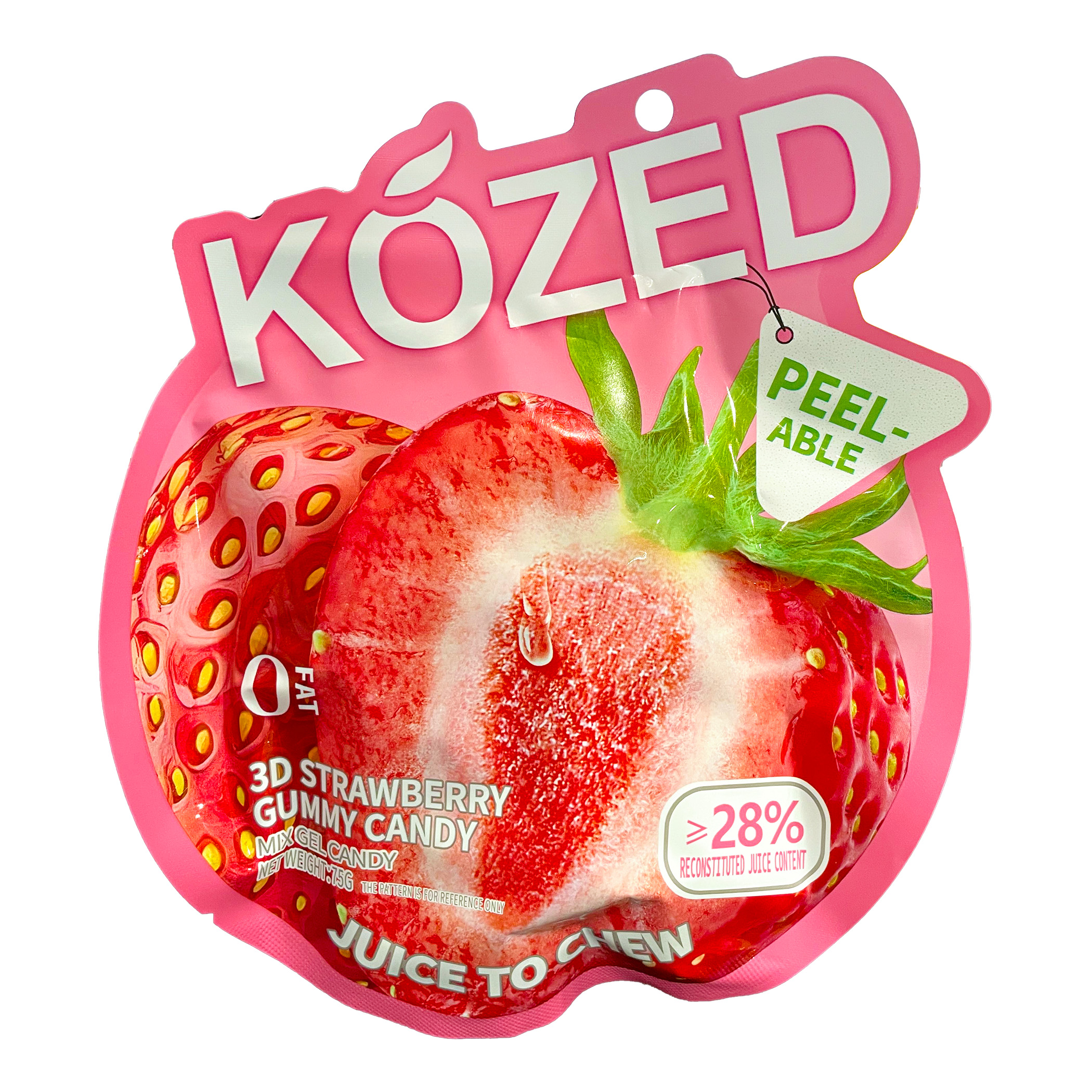Kozed Peelable Strawberry Gummy Candy 24X75g, UPC: 6976791281482
