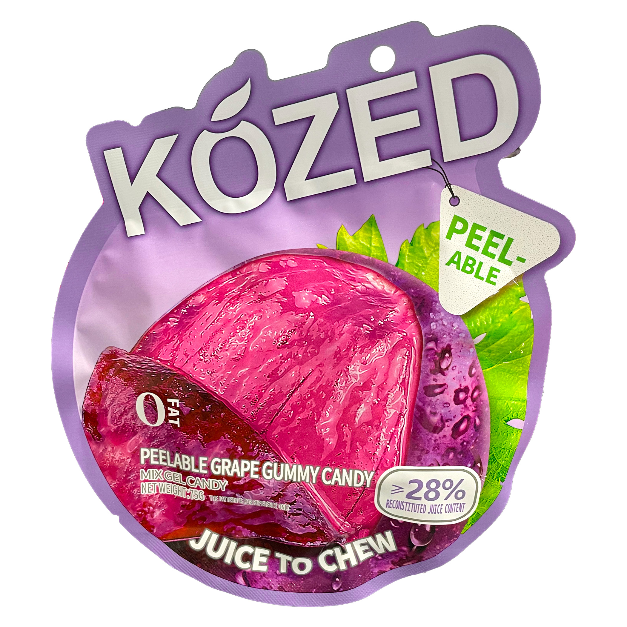 Kozed Peelable Grape Gummy Candy 24X75g, UPC: 6976791281208