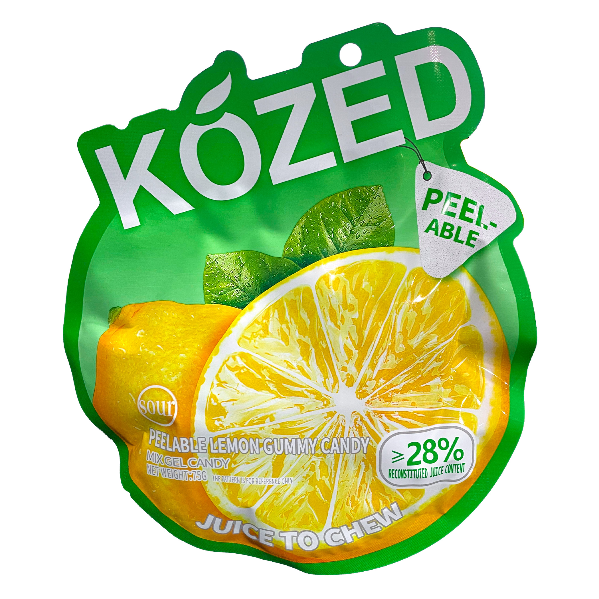 Kozed Peelable Lemon Gummy Candy 24X75g, UPC: 6976791281215
