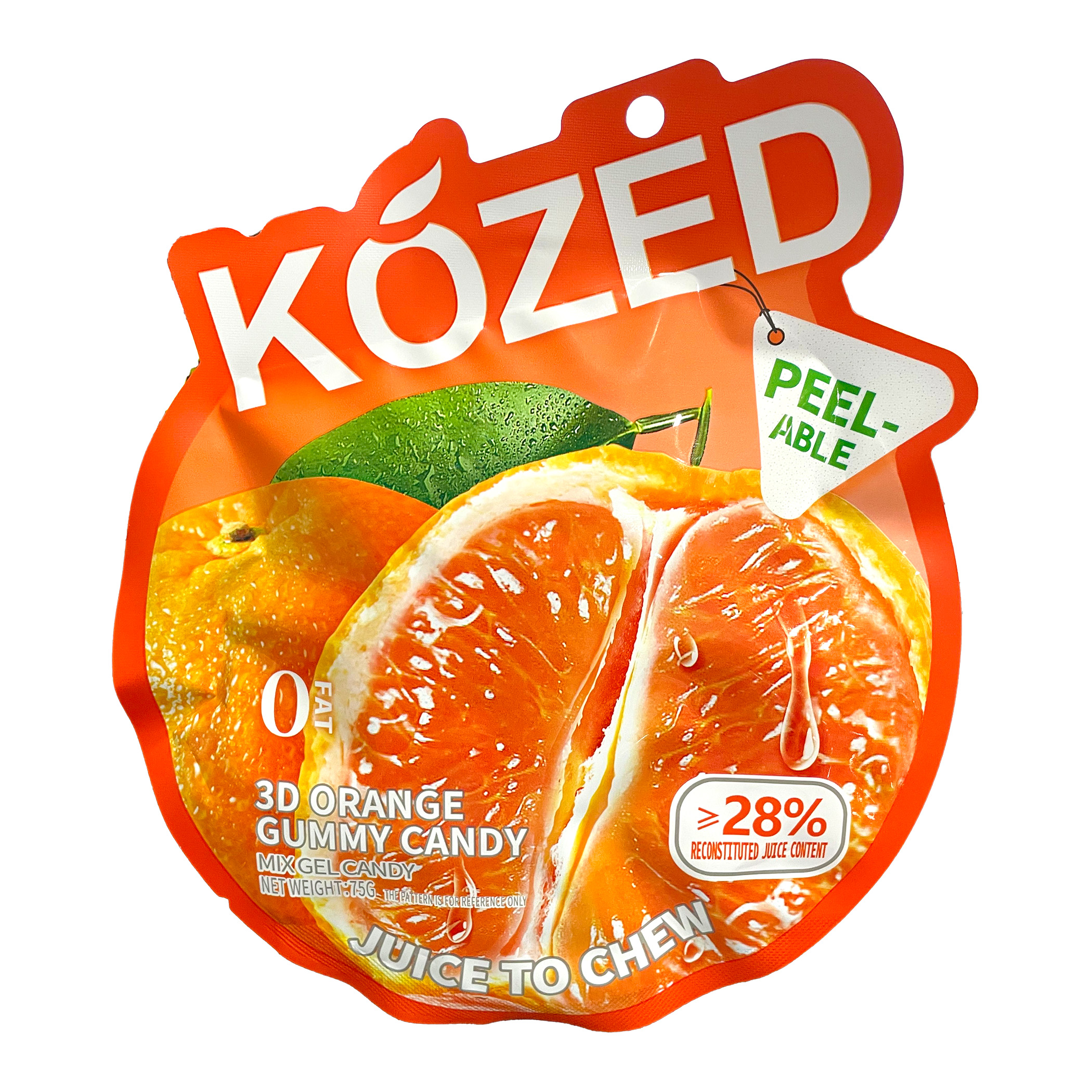 Kozed Peelable Orange Gummy Candy 24X75g, UPC: 6976791281499