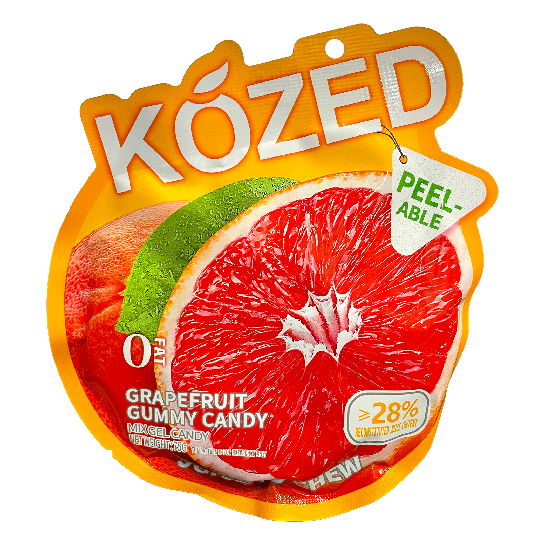 Kozed Peelable Grapefruit Gummy Candy 24X75g, UPC: 6976791281512