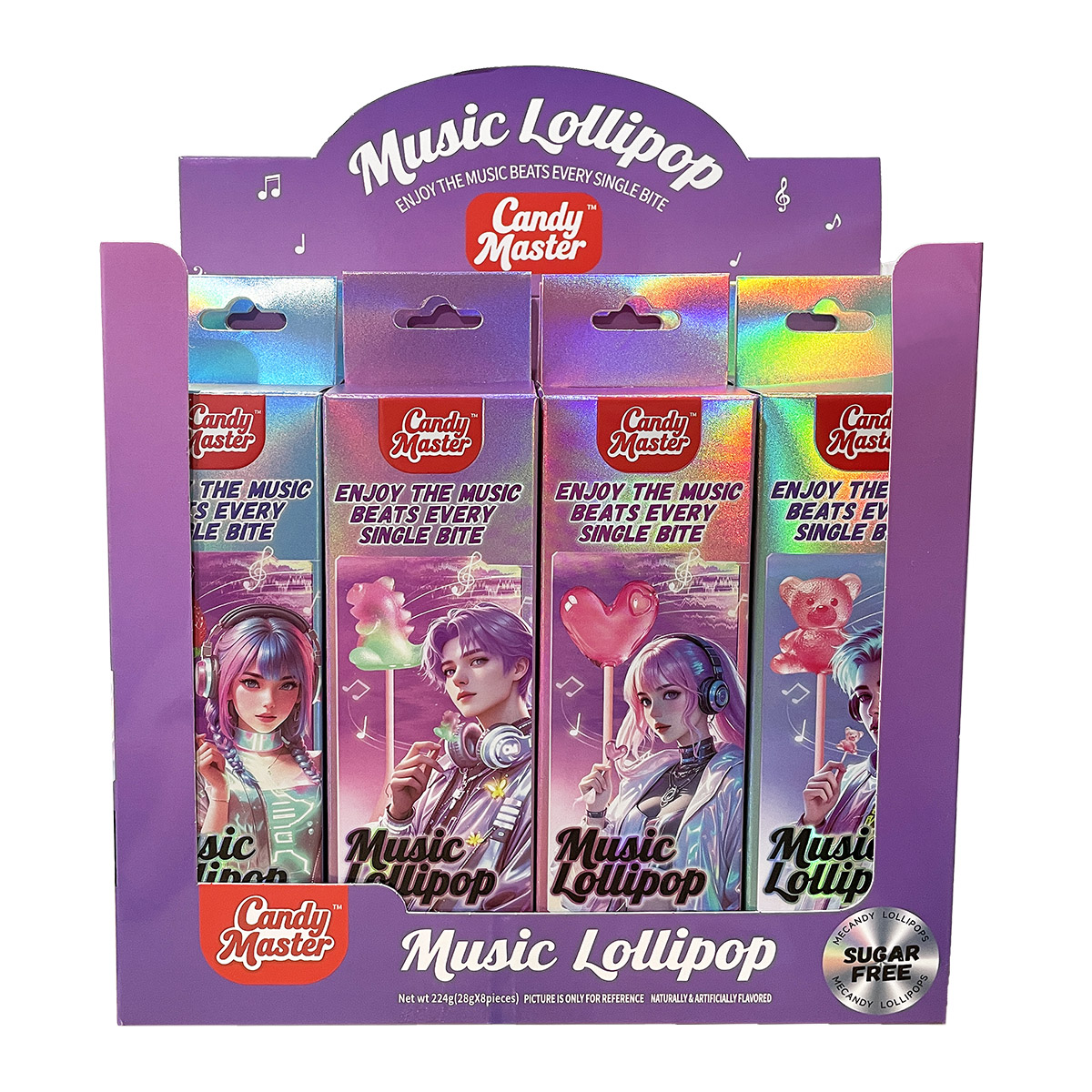 Music Lollipop 4D Shape-Mixed-96ct (8 units/inner box X 12 inner boxes)