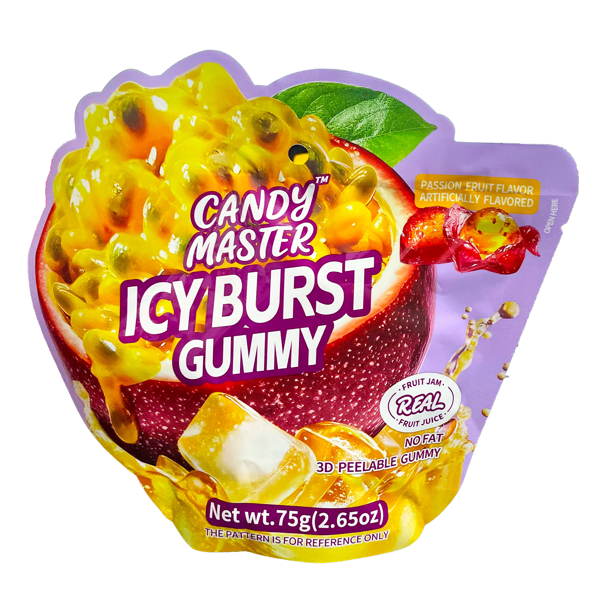 Candy Master Icy Burst Gummy Passionfruit 75 g x 24 UPC: 6977247770901