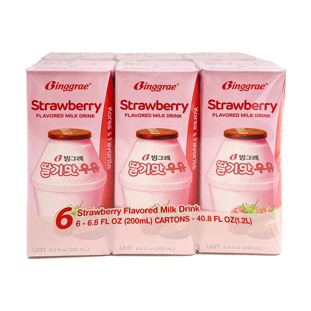 Binggrae Strawberry Milk 6.8 fl oz x 6 cartons x 4 packs