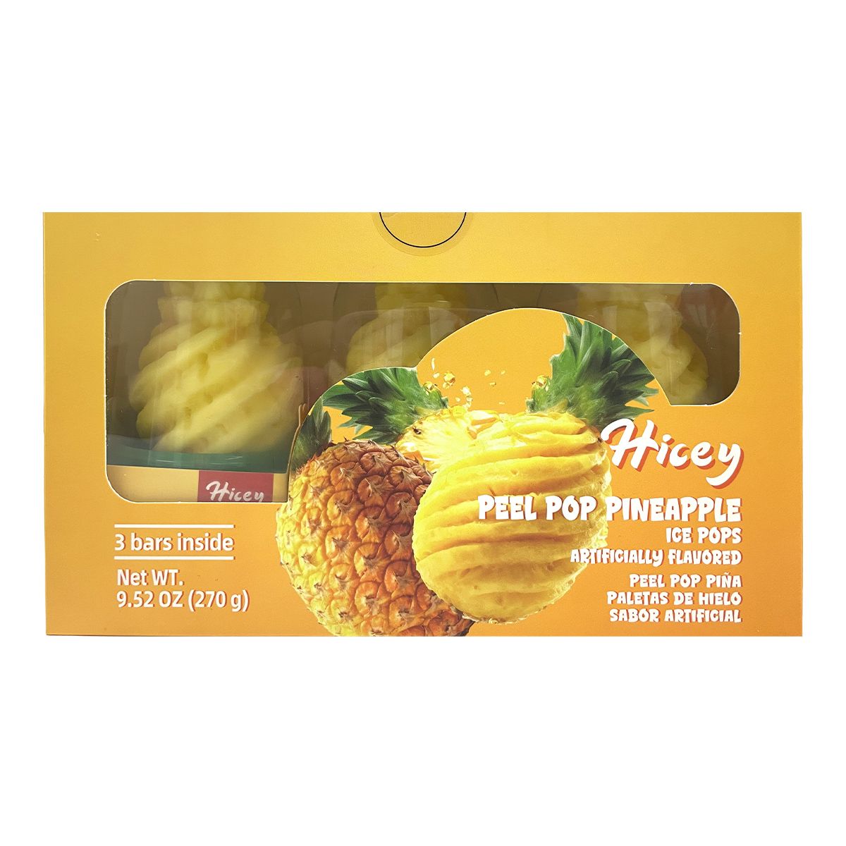 Hicey Peel Pop Pineapple Ice Pop 9.52 oz (3 bars) x 8