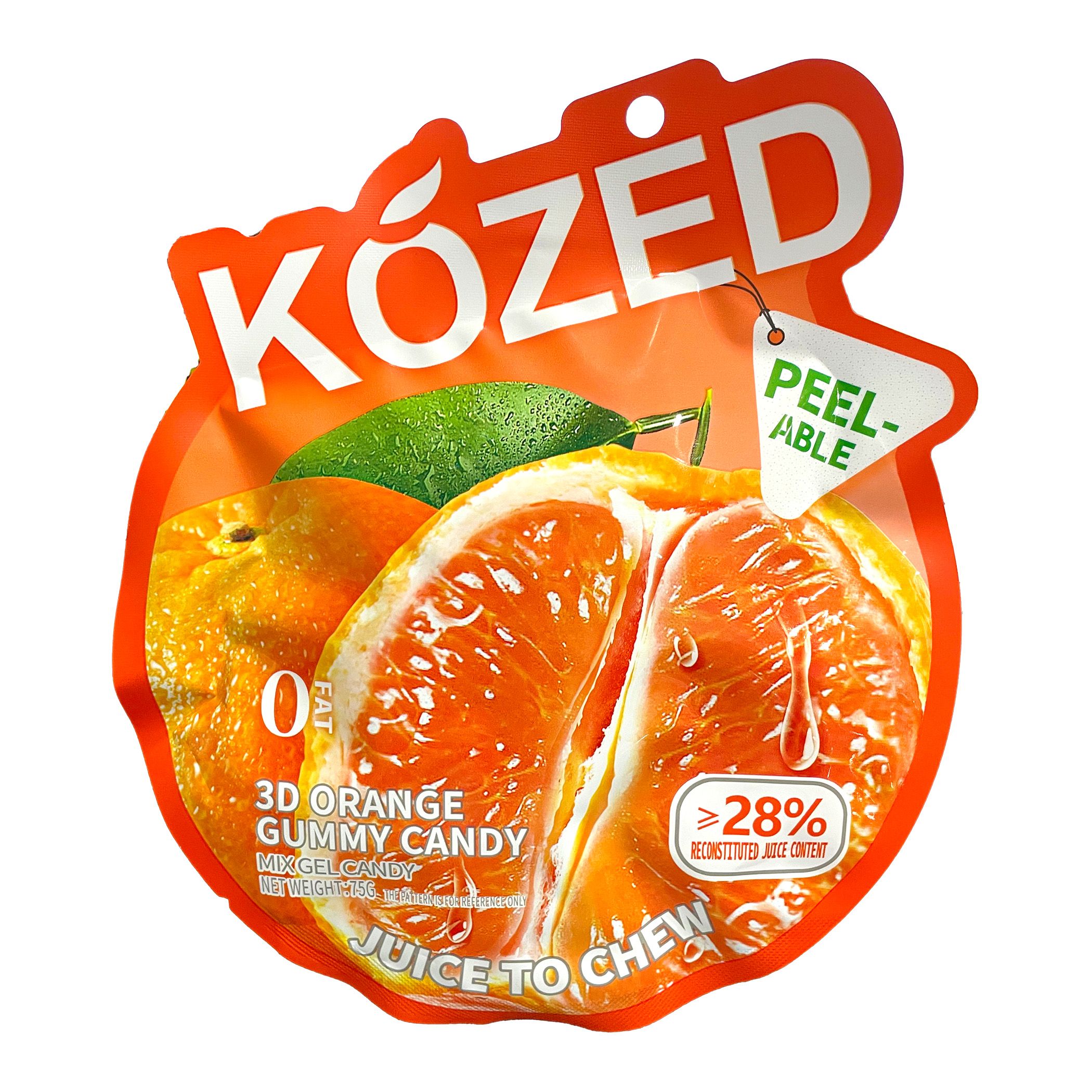 Kozed Peelable Orange Gummy Candy 24X75g, UPC: 6976791281499