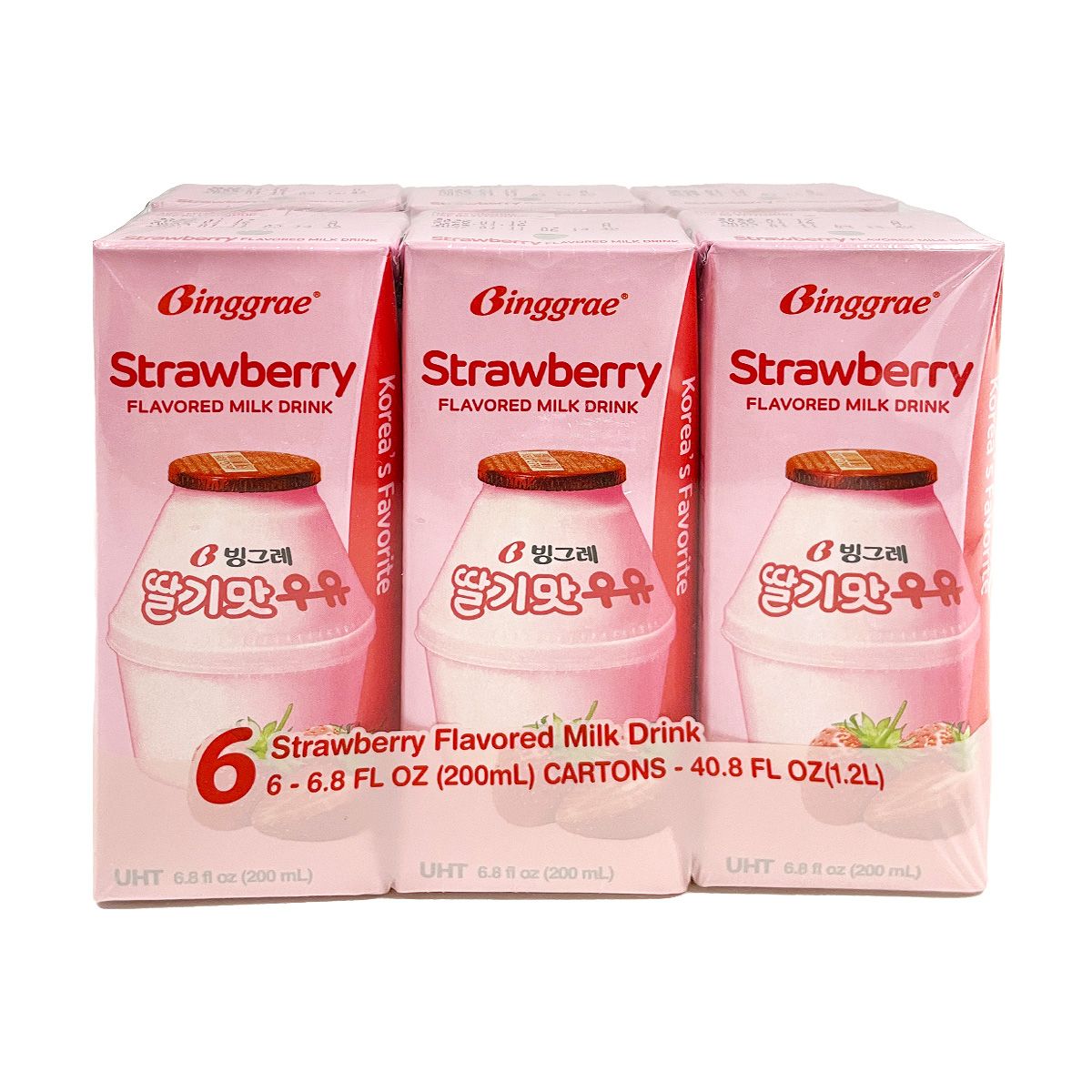 Binggrae Strawberry Milk 6.8 fl oz x 6 cartons x 4 packs